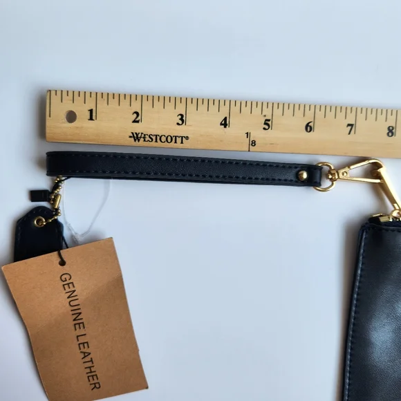 Savanna Genuine Leather Navy Wristlet Pouch Bag Zipper Soft New With Tags - Picture 14 of 15